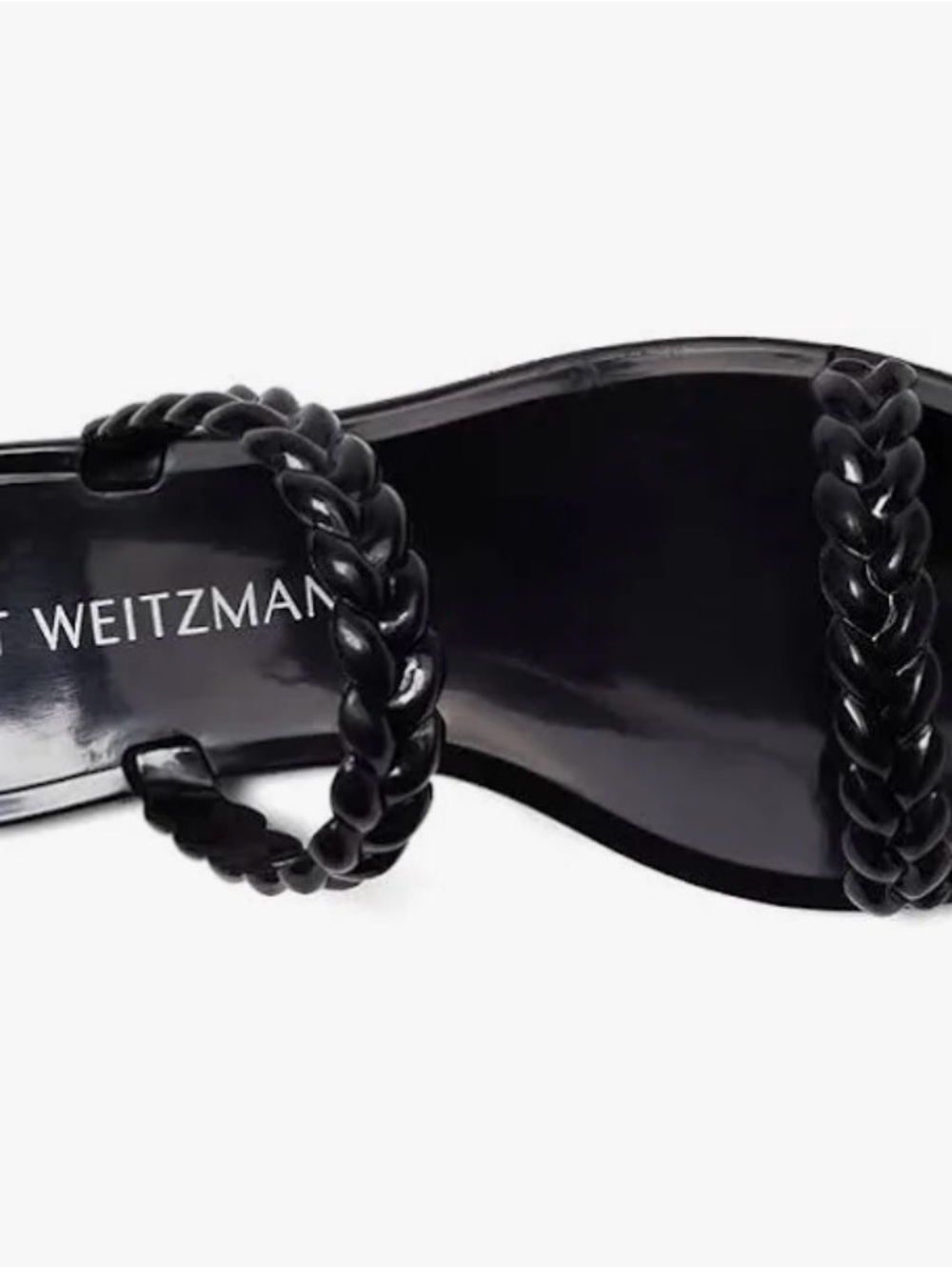 Stuart Weitzman Black Braided Double-Strap Sandals